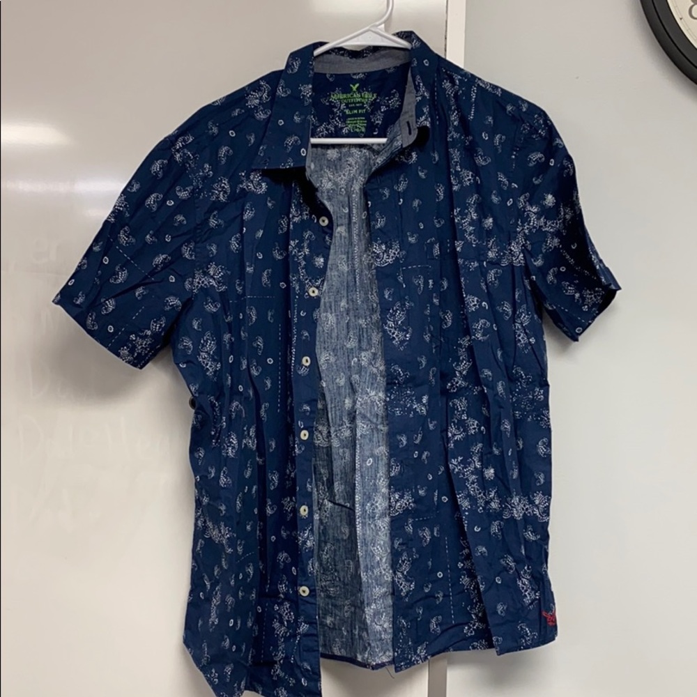 Blue American eagle button up